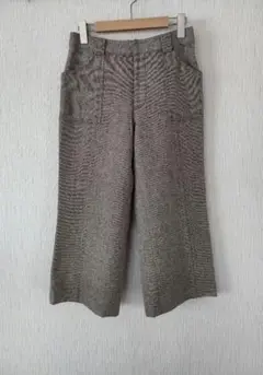 クロップドパンツ ベージュ ブラウン  ウール混
美品