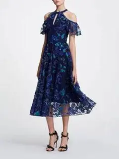 (H07660)MARCHESA NOTTE 3D ドレス フラワー 花柄
