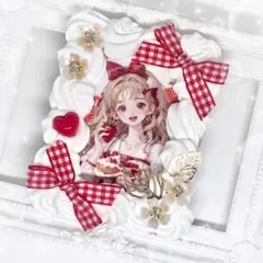 硬質ケーストレカケースホイップデコB8ガーリー 白 赤 リボン 花 金 ハート