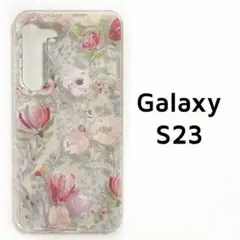 Galaxy S23 ケース クリア 花 透明 カバー ②