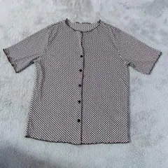 レディースブラウス フロントボタン　ブラウン　M