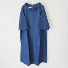 美品❉LOISIR ロールカラーインディゴワンピース 5分袖
