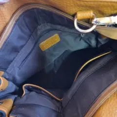 オレンジネイビー型押しレザーショルダーバッグ
