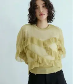 ADAM ET ROPE' FEMME シアーラメフリルプルオーバー