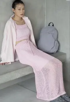 emmi エミ　メッシュニットベアトップス　メッシュニットマーメイドスカート上下