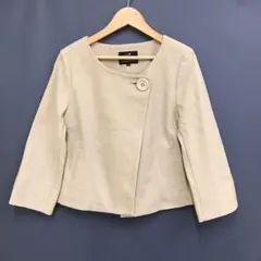 23区 ノーカラー ジャケット ワンボタン【38】ベージュ オンワード樫山