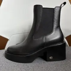 【美品】 COACH キンスリー レザー ブーティ サイドゴア ブーツ ブラック
