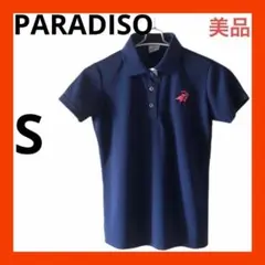 （美品）PARADISO パラディーゾ　レディース半袖ポロシャツ　 S ネイビー
