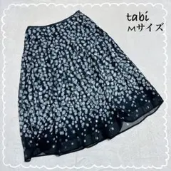 【tabi/タビ】 スカート ロング丈 フレアスカート 総柄 透け感 (M)