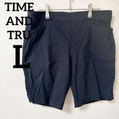 TIME AND TRU【L】ブラック ハーフ ショート パンツ ウエストゴム