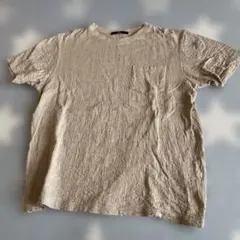 シップス　ベージュ ポケット　Tシャツ M 地模様　綿100