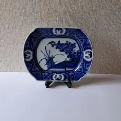 古道具 染付 変形 皿 アンティーク