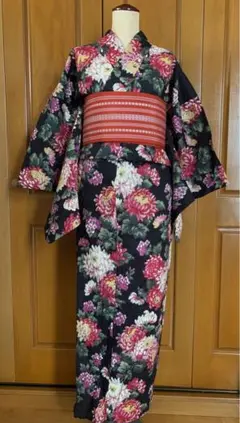 超美品　 着物　夏物　167㎝　現代　浴衣 トール　Keita Maruyama 超美品 綿 本染浴衣 着物 夏物 167㎝ コーマ地 紺 ピンク トール