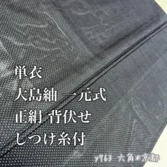 単衣 ★ 大島紬 一元式 正絹 背伏せ しつけ糸付 y763