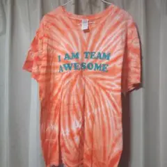 オレンジ タイダイ Tシャツ I AM TEAM AWESOME