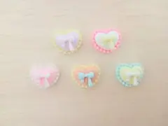 ハートのリボンチャーム★５個セット