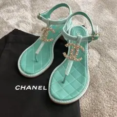 美品 CHANEL シャネル パール付きココマークト サンダル
