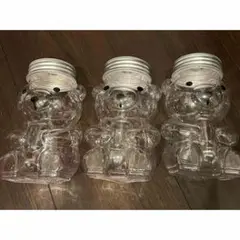 クマ型透明プラスチック空き瓶3個セット
