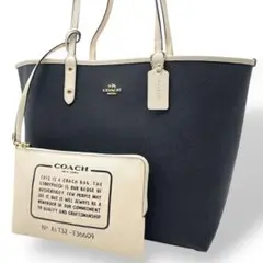 美品 COACH トートバッグ PVC ブラック リバーシブル F36609