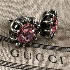 グッチ ビジューピンク ピアス ファング