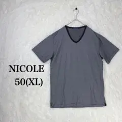ニコル スリット 綿使用 Vネック Tシャツ 50(XL） 大きめ