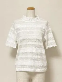 新品 タグ付き GU 訳あり ホワイト レース 半袖トップス XL Tシャツ