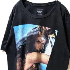 ワンダーウーマン デカロゴ Tシャツ ブラック 黒 L 古着