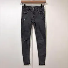 ベルシュカ　EUR36　スーパースキニーデニム　ダメージ加工　カットオフ　黒