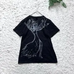 Y’s ワイズ クルーネック 半袖 プリントTシャツ ブラック