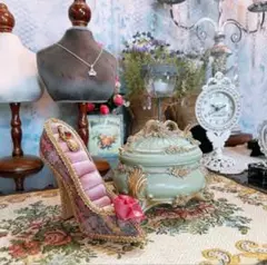 アンティークな部屋 アクセサリーボックスセット ハイヒール Green gold