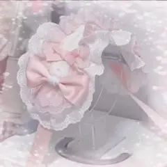 ♡本日限定価格♡ ヘッドドレス ハートフリル Pink × White