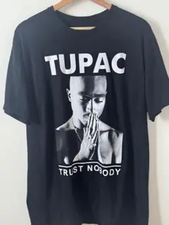 TUPAC　2PAC　ツーパック　ビッグプリント　半袖Tシャツ　古着　黒　L