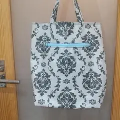 手作り・ダマスク柄トートバッグ ビニール素材