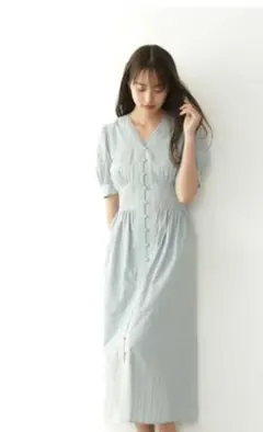 美品 JILLSTUART　ドビー刺繍ワンピース　ロング 緑　ジルスチュアート
