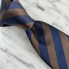 【新品】ネイビー×ブラウンレジメンストライプ