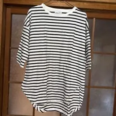 Ｈelm ストライプ柄 五分袖Tシャツ