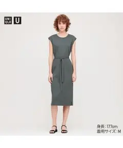 ユニクロ　クルーネックワンピース(ノースリーブ)　ブルー　Mサイズ