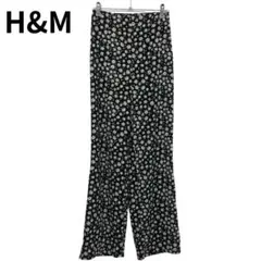 H&M アメカジ風　ストリート系　タイトめ　花柄フレアパンツ ブラック　XS
