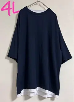 訳あり【新品タグ付き　大きいサイズ】レイヤード風カットソー4L