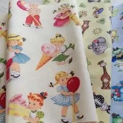 USA コットン生地 カットクロス4枚　訳あり