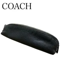 COACH ペンケース 筆箱 ロゴ型押し レザー ブラック