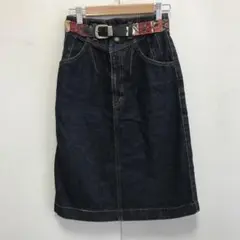 レディース 膝下スカート デニムパンツ インディゴ XS相当