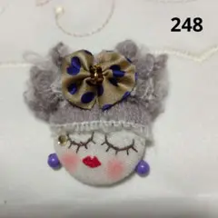 No. 248ブローチ:ハンドメイド:クルミボタン:フェイス:ドール