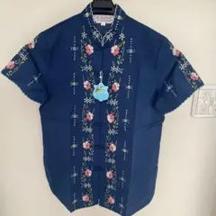 90年代ヴィンテージ　スワトウ刺繍（汕頭刺繍）Daffodil（水仙花）シャツ