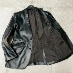 美品　EUROYAL　ラムレザージャケット　M　ブラック　インナーストライプ