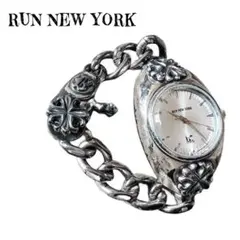 希少‼️ ランニューヨーク時計ウォッチブレスRUN NEW YORK銀黒 希少‼️ ランニューヨーク時計ウォッチブレスRUN NEW YORK銀黒