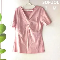 美品　SOFULソフール　大丸DAIMARU　ピンク半袖カットソー　M