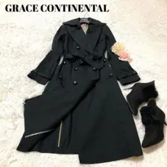 美品 グレースコンチネンタル ロング トレンチコート くるみボタン ダブル S
