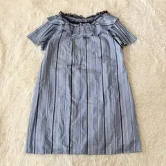 美品✨ローズティアラ　チュニック　レース　フリル　ストライプ　XL