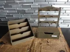 ②未使用★デコレ★2点セット★木製クラフトシェルフ＆ディスプレイラック